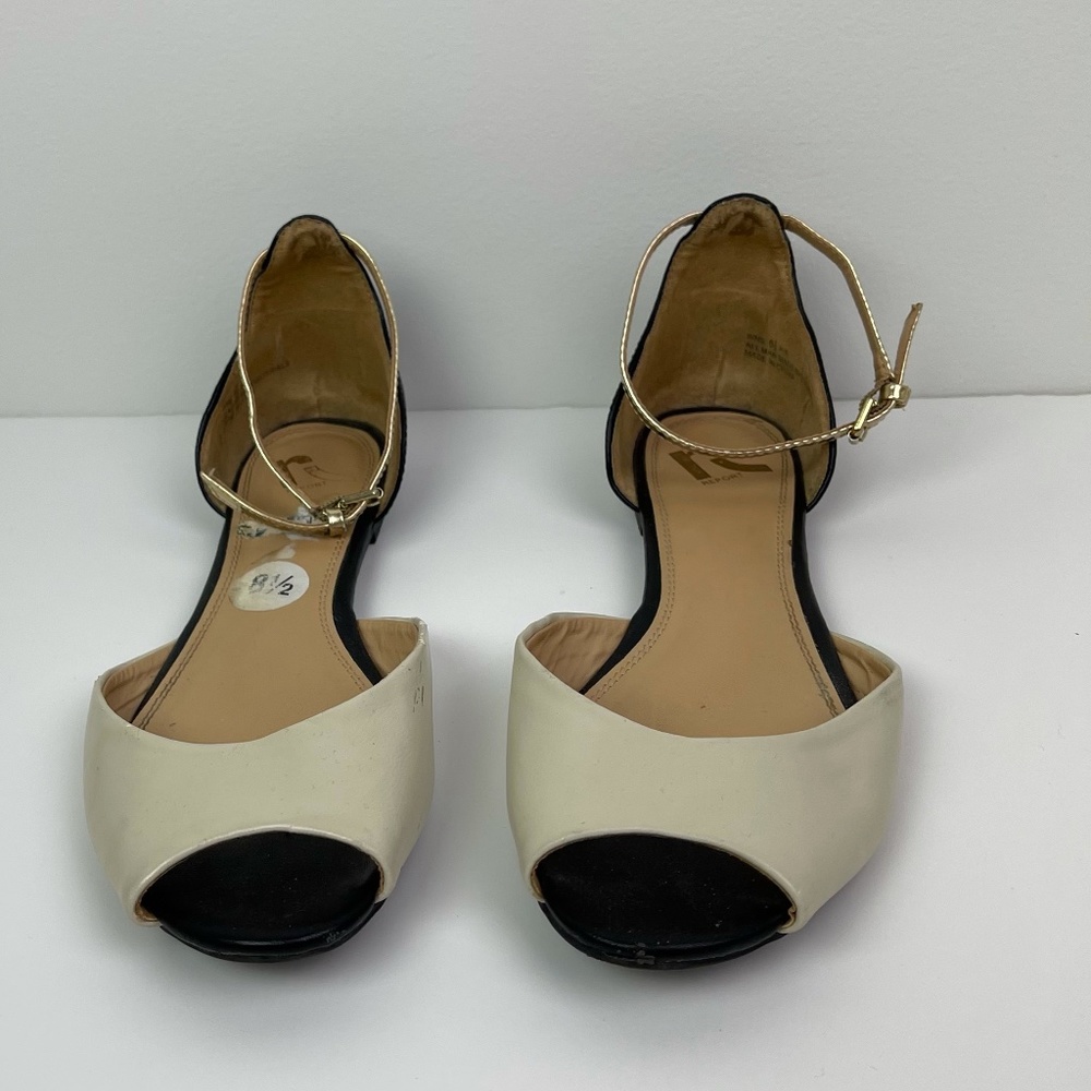 REPORT Faux Leather Open Toe Beige Two-Tone Sandals Size 8.5